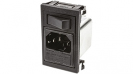 BZV01/A0620/01, Plug combi-module C14 Faston 6.3 x 0.8 mm 10 A/250 VAC black Snap-in L + N + PE, Bulgin