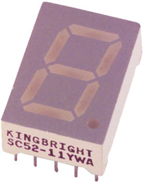 SC52-11YWA, 7-segment LED-display yellow 13.2 mm THT, Kingbright