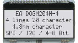 EA DOGM204N-A, Dot matrix LCD display 4.82 mm 4 x 20, Electronic Assembly