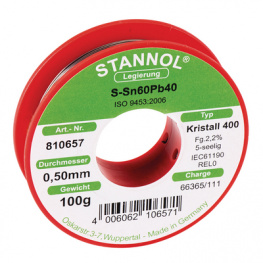 KRISTALL 400, 810657, Solder wire Sn60/Pb40 100 g 0.50 mm, Stannol
