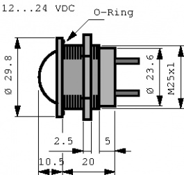 WSF30 F2 R12, LED Indicator yellow 12 VDC, W. Schmid AG