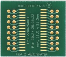 RE900-06, Laboratory card FR4 Epoxide + chem. Ni/Au TSOP II 32 Adapter, Roth Elektronik