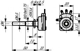 D23AD22KMDSF1000, Potentiometer 22 kOhm linear +- 20 %, Vishay