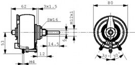 DP170 5R0 J, Wirewound Potentiometer, 5 Ohm, M4 Screw Connectors, Widap AG