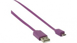 CCGP60410VT10, USB 2.0 Flat Cable USB A Plug - USB Micro-B Plug 1m Violet, Nedis (HQ)