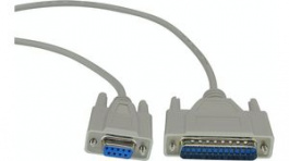 RND 765-00045, D-Sub Cable 9-Pin Female - 25-Pin Male 1.8 m Grey, RND Connect