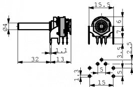 D12547KMDFT1000, Rotary Potentiometer, 47 kOhm, PCB Connection, Vishay