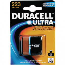 DL223A, Photo Battery Lithium Manganese Dioxide 6 V 1600 mAh, Duracell