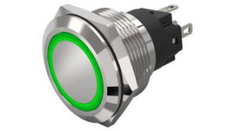 82-6551.2134, Illuminated Pushbutton 1CO, IP65/IP67, LED, Green, Maintained Function, EAO