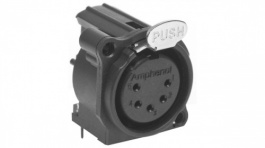 AC5FAH-AU-B, XLR, Receptacle 5 AC PCB Black, Amphenol