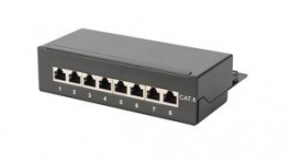 DN-91608SD, 1GbE Patch Panel, Cat.6, 8x RJ45, Surface Mounted, DIGITUS
