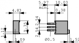 3296W-1-100LF, Trimmer Potentiometer 10 Ohm 500 mW, Bourns