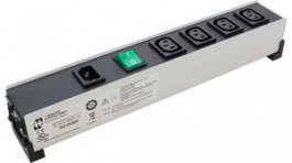 1581H4DP, Multiple Socket Outlet Strip, With Switch, 4 x IEC 320-C13, Black, Hammond