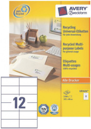 LR3424, Recycling Multipurpose Labels, 100 sheets/1.200 labels, 105, Zweckform