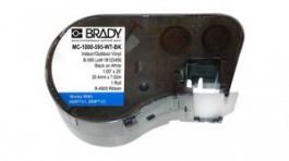 MC-1000-595-WT-BK, Outdoor Labels, Thermal Transfer, Vinyl, 25.4mm x 7.6m, White, Brady