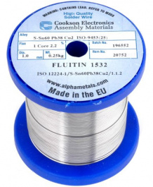 FL3210CU0250, Припой; Sn60Pb38Cu2; проволока; 1мм; 250г, GOSLAR