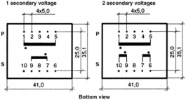 EI382 1188, PCB transformer 4.5 VA 2 x 7.5VAC, Hahn