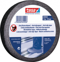 60950 25MM X 15 M BLACK, Anti slip tape black 25 mmx15 m, Tesa