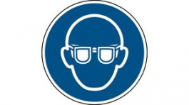 818421, ISO Safety Sign - Wear Ear Protection, Round, White on Blue, Polyester, 1pcs, Brady