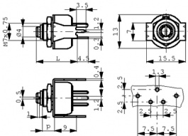 D13A747KMDII1000, Potentiometer 47 kOhm linear +- 20 %, Vishay