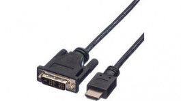 11.04.5519, DVI (18+1) - HDMI Cable m - m Black 1 m, Roline
