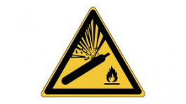 830612, ISO Safety Sign - Pressurized Cylinder, Triangular, Black on Yellow, Polyester, 1pcs, Brady