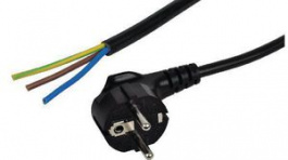 RND 465-00952, Mains Cable Type F (CEE 7/4) - Open End Connector 2.5m Black, RND Connect