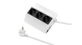 500.000, Outlet Strip PEGGY 3x DE Type F (CEE 7/3) Socket - DE/FR Type F/E (CEE 7/7) Plug Black / Silver 3m, Bachmann