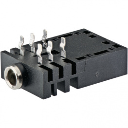 ACJS-NH35, Гнездо; Jack 3,5мм; "мама"; stereo; угловой 90°; на панель; THT, Amphenol