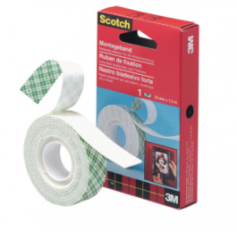 4026/33, Double-Sided Adhesive Tape White 19 mm x 33 m, 3M