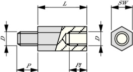 M4 X L=15MM, Spacer bolt 8mm 15 mm, -