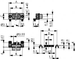 DTS15SYCSMD/2UN, D-Sub socket smd 15 female solder pcb smd/90deg., Deltron swiss