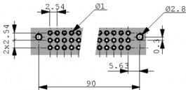 284308, Multipole socket C 96-p DIN 41612, Erni / TE