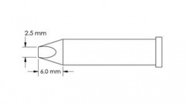 GT6-CH0025P, Soldering Tip, GT6, Chisel, 2.5 x 6mm, Metcal