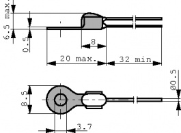 B59901-D80-A40, PTC-резистор с выводами 100 Ω 80 °C, TDK-Epcos