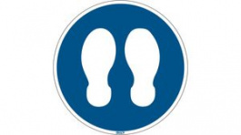 306917, Stand Here, Floor Sign, Round, White on Blue, Polyester, Mandatory Action, 1pcs, Brady