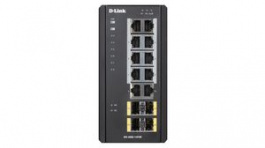 DIS-300G-14PSW, DIN Rail Industrial Ethernet Managed Switch 14 Ports (8x PoE, 2x RJ45, 4x SFP) I, D-Link