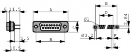 F25P1G2, D-Sub plug 25 Male Solder PCB THT/Straight, FCT