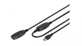 DA-73107, Extension Cable USB-A Plug - USB-A Socket 20m Black, DIGITUS