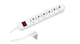 381.251K, Outlet Strip SMART 6x DE Type F (CEE 7/3) Socket - DE/FR Type F/E (CEE 7/7) Plug White 3m, Bachmann