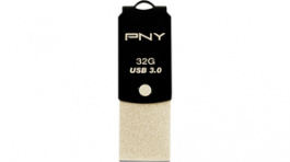 FDI32GUCD10K-EF, USB Stick Duo Link 32 GB Black / Gold, PNY