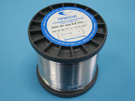 ПОС 61 ПРВ 0.8 1М, Припой оловянно-свинцовый.Без канифоли диаметр 0,8мм спираль 1метр. Sn:59-61%; P, VEKTA