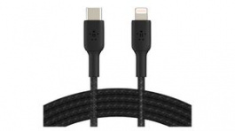 CAA004BT2MBK, Braided Cable USB-C Plug - Apple Lightning 2m Black, BELKIN