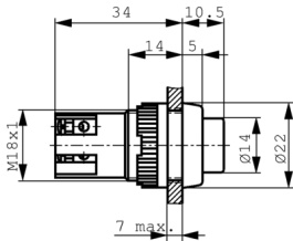 1.01.102.011/0301, Pushbutton Switch, 2 A, 250 VAC, RAFI