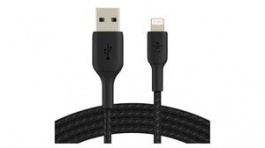 CAA002BT1MBK, Braided Cable Apple Lightning - USB-A Plug 1m Black, BELKIN
