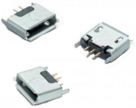 614105150621, Socket, 5, micro-USB AB THT, WURTH Elektronik