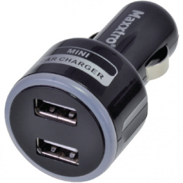 MX-JDL003-11, Mini 2 port USB car charging adapter black, Maxxtro