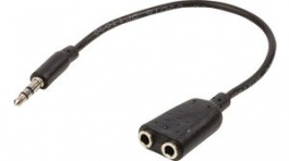 CAGP22100BK02, Stereo Audio Cable 3.5 mm Jack Plug - 2x 3.5 mm Jack Socket 200mm, Nedis (HQ)