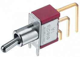 1A13-N2F4V9AE, Miniature Toggle Switch, On-Off-On, Solder-In Pins, Bent Ove, Eledis