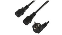 PXT101YEU2M, IEC Device Cable DE Type F (CEE 7/7) Plug - 2x IEC 60320 C13 2m Black, StarTech.com